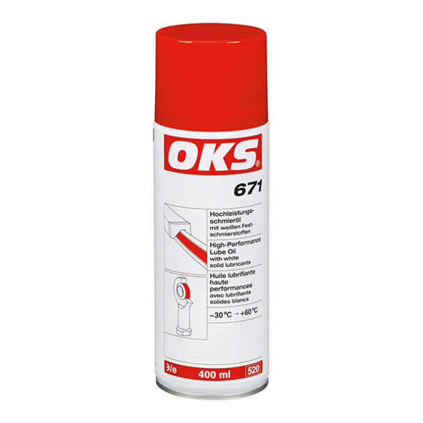 OKS 671 - Huile lubrifiante hautes performances, avec lubrifiants solides blancs, spray